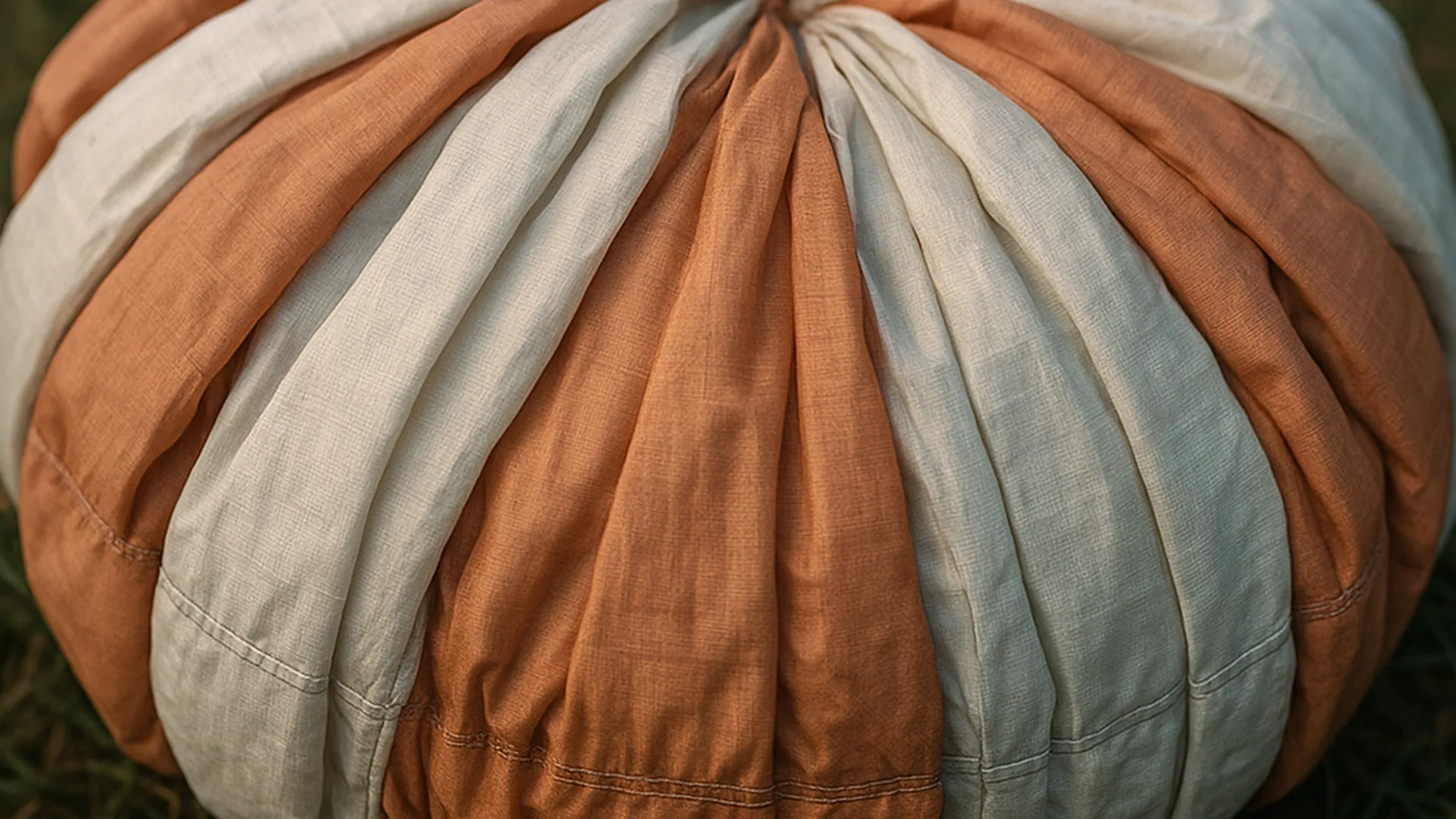 Voile de parachute pliée sur l’herbe